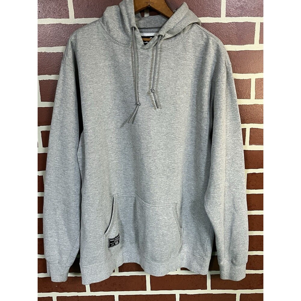 Saga Outerwear Men’s Solid Gray Hoodie Hooded Sweatshirt Minimalist Size XL
